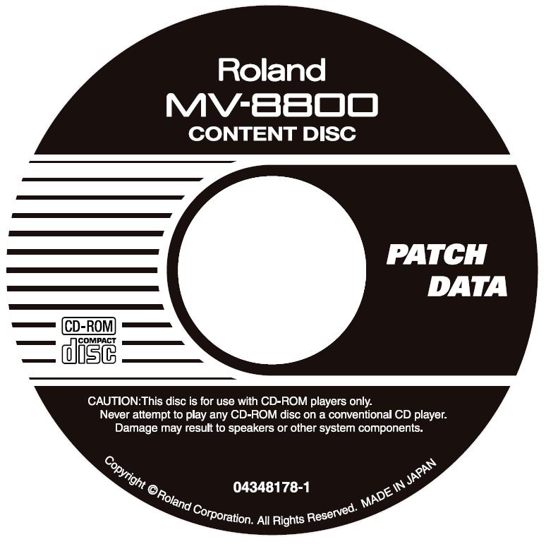 Roland MV-8800 Content Disc - PATCH DATA - 04348178-1